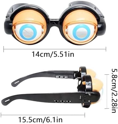 Blinking Eye Glasses, 2PCS Funny Winking Eye Glasses for Adults Kids, Novelty Eyeball Joke Eyeglasses with Hanging Rope, Lightweight Blinking Eyes Sunglass Prank Gift, for Cosplay Party