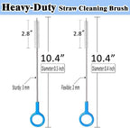 Heavy-Duty Straw Cleaner Brush, 2 Pcs Flexible Straw Brush Set,Reusable Straws Cleaning Brush with Stainless Steel and Nylon Bristles for Baby Bottles,Stanley Cup.