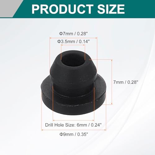 uxcell 24Pcs Rubber Grommets, Mount Dia 6mm ID 3.5mm Snap Firewall Hole Plug, Anti-Scratch Hole Cover Plug for Electrical Box Cable Wiring, Black