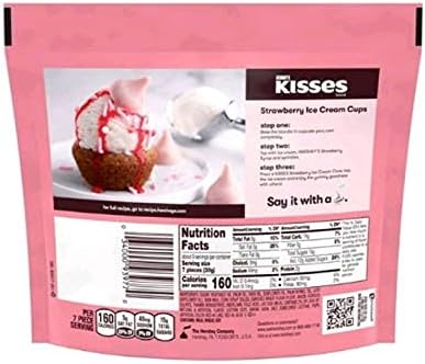 Hershey's Kisses Strawberry Ice Cream Cone Candy Share Bag Limited Summertime Edition (9 Oz), Pack of 3