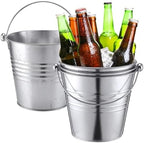 2 Gallon Natural Galvanized Steel Bucket/Pail with Handle | for Kitchen, Outdoor, Camping, Champagne Drink Cooler Storage Ice Pails, Succulents, Home Parties Bar Cooling Supplies, 8 Quarts