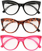 Betsey Johnson Women's Plaid 3 Pack Reading Glasses Cat Eye, Black, Tortoise, Magenta, 1.5X + 1.5