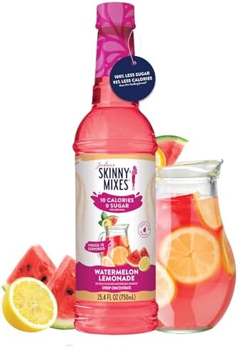 Jordan's Skinny Mixes Sugar Free Syrup, Watermelon Lemonade, Fruit Flavored Water Enhancer, Drink Mix Iced Tea, Lemonade, Drinks, Low Calorie Water Flavoring, Dairy & Gluten Free, Kosher, 25.4 Fl Oz