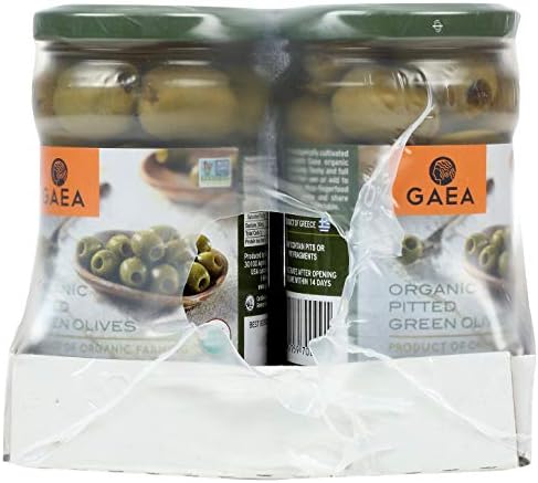 Gaea Gaea Organic Pitted Green Olives Olives, 4.9 Ounce Jars (Pack of 6), 6 Count
