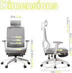 Ergonomic Desk Chair with Retractable Footrest Swivel Chair, 6-Way Adjustable Armrest, Adjustable Headrest, 155° Back Tilt Home Work Gaming Drafting Vanity Use