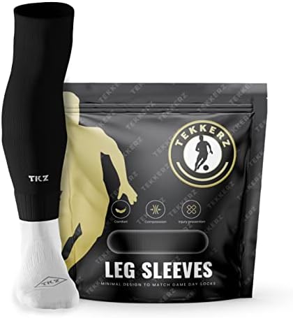 Tekkerz leg sleeve over 20 color variations compatible with grip socks for soccer, football, hockey, rugby athletic socks