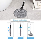 Eyliden Mop with 2 Reusable Microfiber Heads, Easy Wringing Twist Mop, 57.5 inch Long Handle, Wet Mops for Floor Cleaning, Commercial Household Clean Hardwood, Vinyl, Tile and More (Grey)