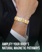 MagnetRX® Magnetic Bracelets for Men - EllipseMAX 5X Strength 5,000 Gauss Magnets - Designed in USA & Patent Pending - Premium Titanium Mens Magnetic Bracelet & Adjustable Length (Gold)
