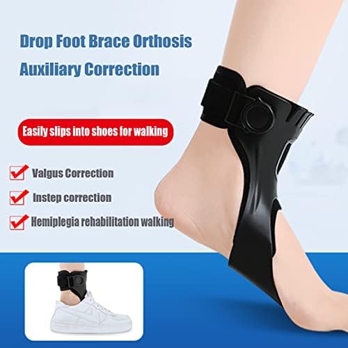 SFKLYU Drop Foot Orthosis, AFO Foot Drop Brace Ankle Brace Support for Hemiplegia Stroke, Effective Relieve Pain for Walking,A,XL