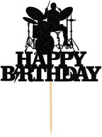 Drum kit Happy Birthday Cake Topper-Drum Set Cake Topper for Music Theme Party for Rock Roll Drummer Party Decor