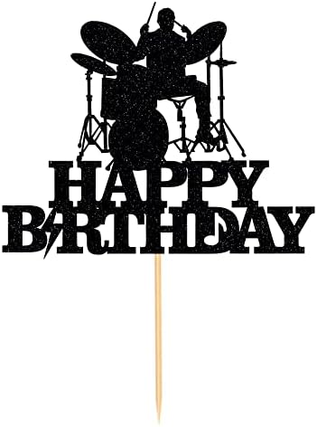 Drum kit Happy Birthday Cake Topper-Drum Set Cake Topper for Music Theme Party for Rock Roll Drummer Party Decor