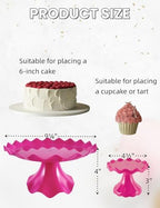 3 Pcs Cake Stand Set, Laced Cake Stand, Mini Cupdake Holder for Party,Wedding,Birthday,Celebration,Baby Shower,Anniversary (Neon Pink)