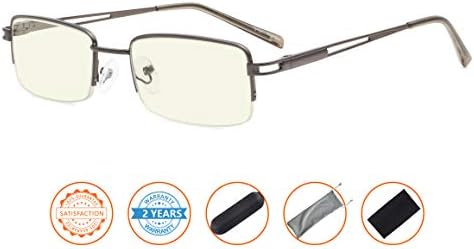 CessBlu Half-Rim Blue Light Filter Glasses Anti Screen Glare UV Rays for Men Women Reading Computer