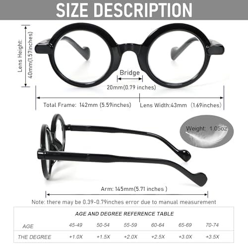 DXYXYO 3 Pack Round Reading Glasses for Women and Men, Stylish Spring Hinge Readers Blue Light Blocking