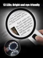 Magnifying Glass with Light - 30X Handheld Magnifying Glasses, 13LED Light, Illuminated Reading Magnifier for Seniors, Lighted Magnifier with UV Inspection