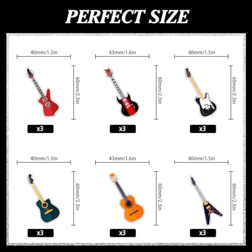 18-Pcs Rock Guitar Happy Birthday Bass Instrumentalists Cupcake Toppers Set - Kids' rock theme party, concert, boys and girls birthday party, baby shower party Musical decoration - LIANGSS