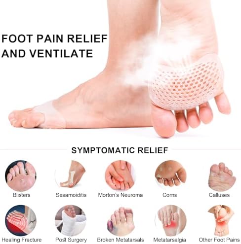 Metatarsal Pads Women Men 6 Pack, Reusable Gel Ball of Foot Cushion for Women High Heels, Foot Pads for Pain Relief for Shoes Pads, Bunion Forefoot Pads, Foot Cushion for Ball of Feet