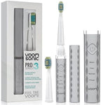 Voom Sonic Pro 3 Rechargeable Electric Toothbrush With Soft Dupont Nylon Bristles Dentist Recommended Portable Oral Care 2-Minute Timer 3 Adjustable Speeds Light Weight Design - Silver
