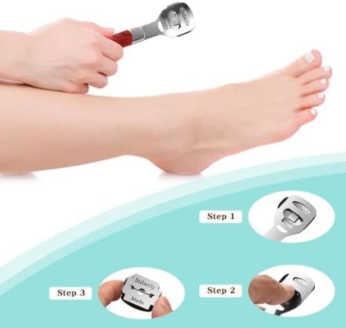 2 Pack Pedicure Callus Shaver Set - Stainless Steel Foot File Callus Remover with 20pcs Blades and Plastic Handle,Foot Care Pedicure,Foot Callus Shaver Hard Skin Remover