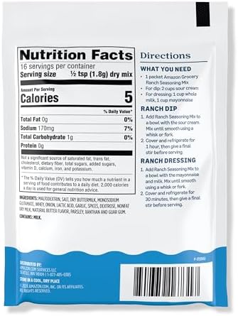 Amazon Grocery, Ranch Dip & Salad Dressing Seasoning Mix, 1 Oz (Previously Happy Belly, Packaging May Vary)