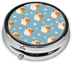 Lovely Guinea Pig and Heart Pill Box Portable Round for Pocket Purse with 3 Compartments