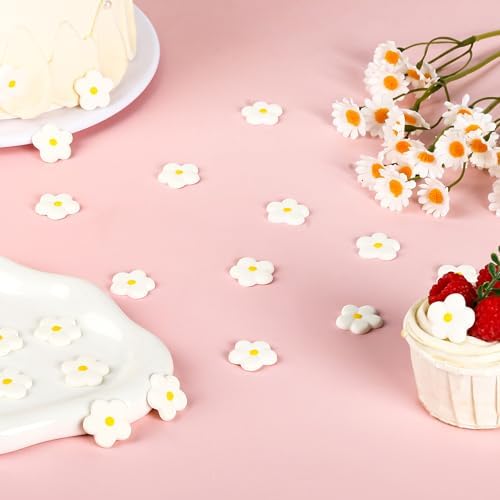Flowers Icing Decoration 32 Count White Blossoms Royal Icing Decorations Daisy Sugar Wedding Flowers Sprinkles for Baking Cupcakes Ice Cream Waffles Cookies Birthday Cake