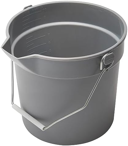 Winco Heavy-Duty Plastic Bucket/Utility Pail with Pour Spout, 10 Quarts, Gray