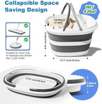 Collapsible Bucket 16L with Handles, Cleaning Mop Bucket Space Saving Foldable Silicone Tub for Laundry Storage Camping, Portable Wash Basin for Home & Car, 4.2 Gallon Compact Utility Plastic Bucket