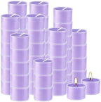 50 Pack Bulk Lavender Scented Tealight Candles in Clear Cup, Purple Wax Votive Candle for Birthdays Weddings Churches Anniversaries & More（8 Hour）