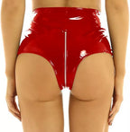 FEOYA Women's Black Latex Outfit PVC Shorts Party Club Clubwear