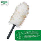 Unger Commercial StarDuster® Lambswool Duster with Handle (Case of 6), 17.5" Length, White/Black – Ideal for Dusting Shelves, Surfaces, and High Access Areas, LWDU0