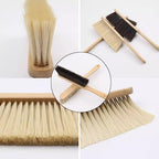 2 Pieces Woooden Dust Brush Hand Broom Bench Brush with Long Wood Handle Whisk Broom Soft Bristle Brush for Counter Bed Sofa Car Fireplace Clothes Household Cleaning (Brown)