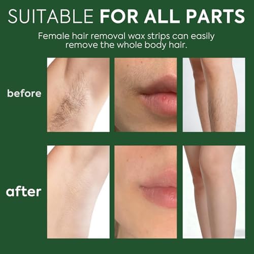 Body Wax Strips for Hair Removal: 60 Strips (40 Large, 20 Small) & 5 Oil Wipes – Gentle & Fast for Body & Face – Ideal for women& Men Home & Travel (1 pack)