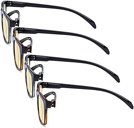 Eyekepper 4 Pack Computer Reading Glasses - Pattern Design Blue Light Blocking Readers for Women Men with Yellow Tinted +2.00