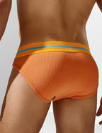 FEOYA Men Ribbed Briefs Breathable Cotton Pouch Underwear Sexy Low Rise Bulge Bikini Underpants