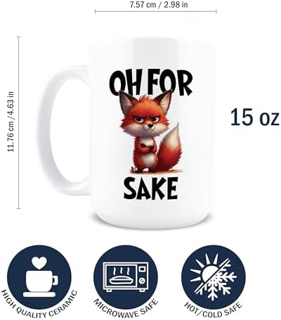 Hogg For Fox Sake Mug, 15 oz Ceramic Sarcastic Coffee Cup, Oh For Fox Sake Coffee Mug, Funny Office Gifts, Funny Work Gifts