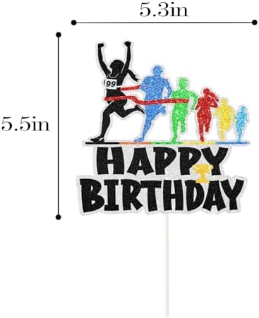 Running Happy Birthday Cake Topper Cross Country or Marathon Party Birthday Cake Decor Marathon Running Birthday Party Supplies