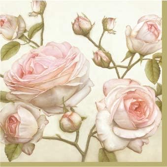 Floral Paper Cocktail Napkins 2 X 20pcs Lucy Beauty Pale Pink Roses Decoupage Vintage Shabby Chic