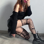 Halloween Spiderweb Tight Stockings Gothic Black Bat Spider Web Women Fishnet Stockings Suspender Pantyhose Thigh High Stockings Striped for Halloween Cosplay Party Dress Accessories 1 Pair