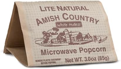 Amish Country Popcorn | Old Fashioned Microwave Popcorn | Non-GMO, Gluten Free, Microwaveable and Kosher (Lite Natural White Hulless, 36 Bags)