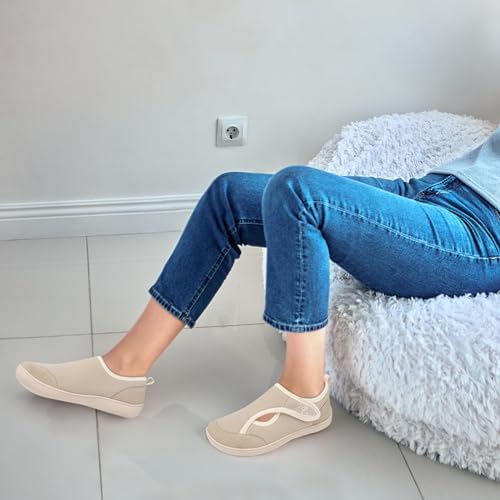LeIsfIt Womens Slippers Wide Diabetic Shoes Adjustable Arthritis Edema House Shoes Indoor Outdoor Slippers