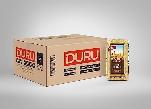 Duru Fine Bulgur, 1 Kg x 10 Pieces, Wheat Berries, 100% Natural and Certificated, High Fiber and Protein, Non-GMO