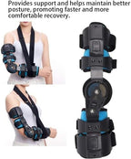 Adjustable Hinged ROM Elbow Brace, Post OP Elbow Brace Stabilizer Splint Arm Injury Recovery Support After Surgery,Right