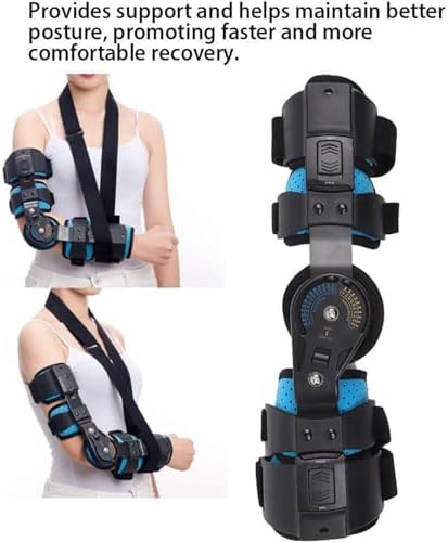 Adjustable Hinged ROM Elbow Brace, Post OP Elbow Brace Stabilizer Splint Arm Injury Recovery Support After Surgery,Left