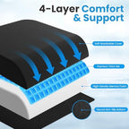 Wheelchair Seat Cushion for Pressure Relief, Cooling Gel Memory Foam Chair Cushion with Slope-Edge Design, Coccyx Support for Tailbone Pain, Non-Slip, for Wheelchairs, Office Chairs & Car Seats