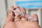 Jet Rose Quartz Spinning Merkaba Pendulum Crystal Point Meditation Healing Love Spiritual Cleansing Aura Balancing 2.5 inch