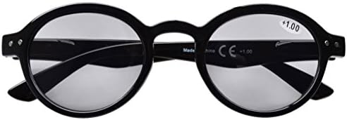 Eyekepper 5-Pack Spring Hinges Round Retro Reading Glasses Inc Sunshine Readers +1.00