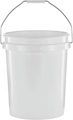 (2 Pack) 5 Gallon Round Utility Bucket, Comfort Handle, Plastic, White