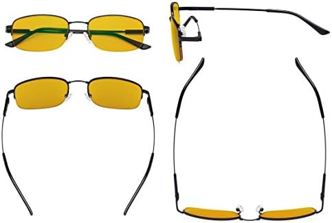 Eyekepper Computer Glasses Men Women - Blue Light Blocking Reading Glasses with Amber Tinted Filter Lens - Memory Titamiun Readers - Half Rim,Black +1.00