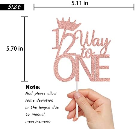 1/2 Way to One Cake Topper - Happy 6 Months Cake Topper - Happy 1/2 Birthday Baby Shower Decoration Rose Gold Glitter